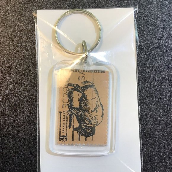 Buffalo Keychain - Recycled Postage Stamp - Picture 4 of 8